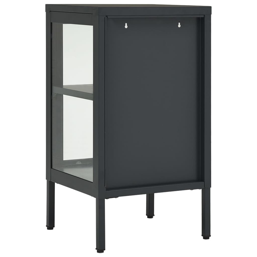Buffet Anthracite 38x35x70 cm Acier et verre - XIOS
