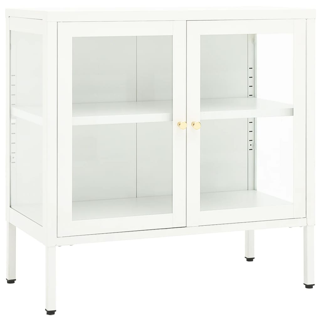 Buffet Blanc 70x35x70 cm Acier et verre - XIOS