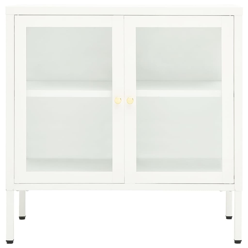 Buffet Blanc 70x35x70 cm Acier et verre - XIOS