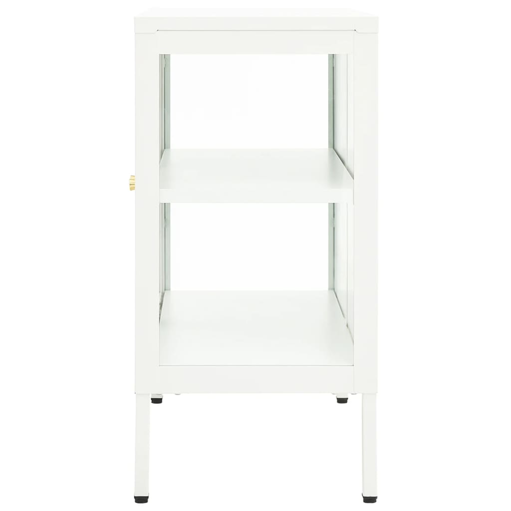 Buffet Blanc 70x35x70 cm Acier et verre - XIOS