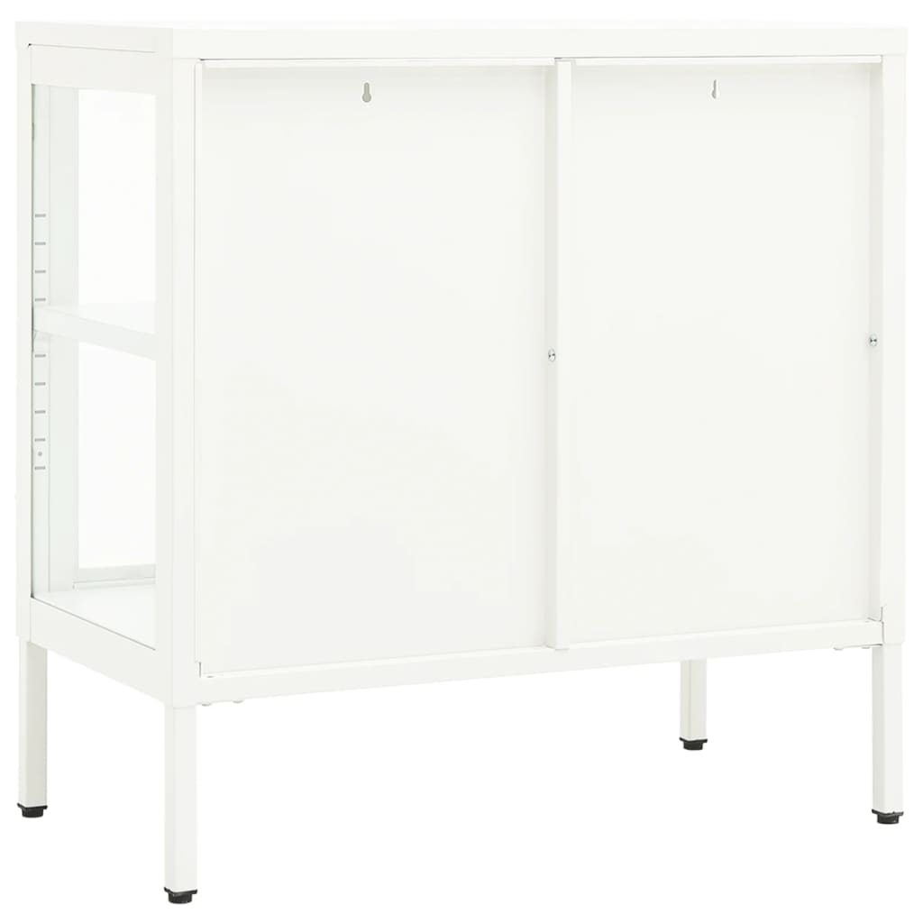 Buffet Blanc 70x35x70 cm Acier et verre - XIOS