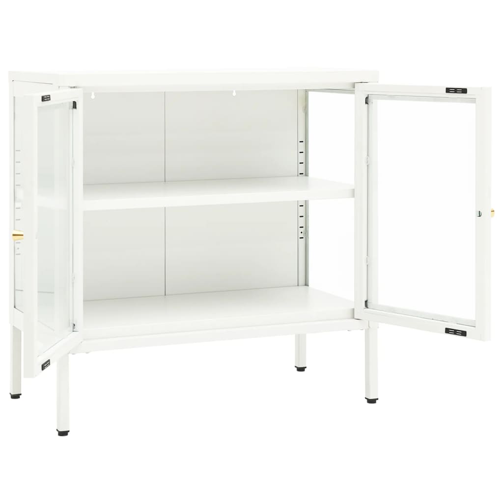 Buffet Blanc 70x35x70 cm Acier et verre - XIOS