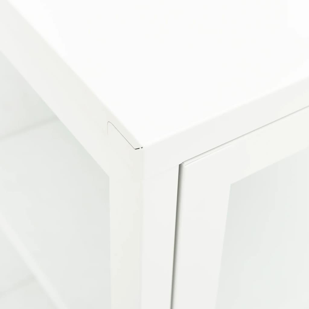 Buffet Blanc 70x35x70 cm Acier et verre - XIOS
