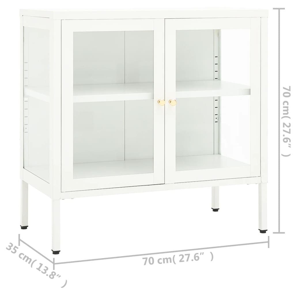 Buffet Blanc 70x35x70 cm Acier et verre - XIOS