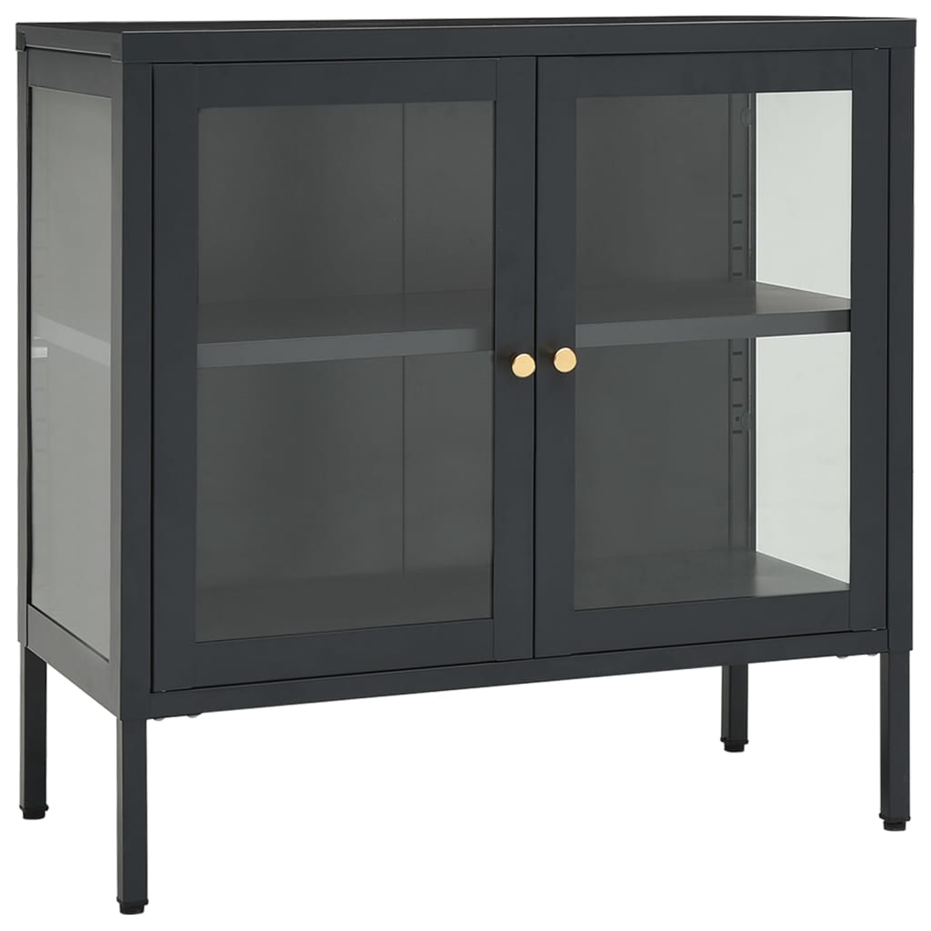 Buffet Anthracite 70x35x70 cm Acier et verre - XIOS
