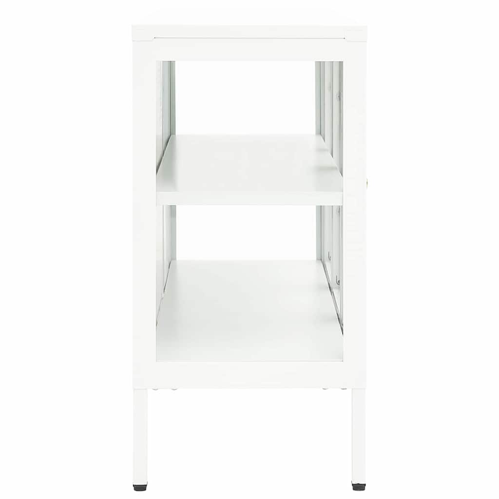 Buffet Blanc 105x35x70 cm Acier et verre - XIOS