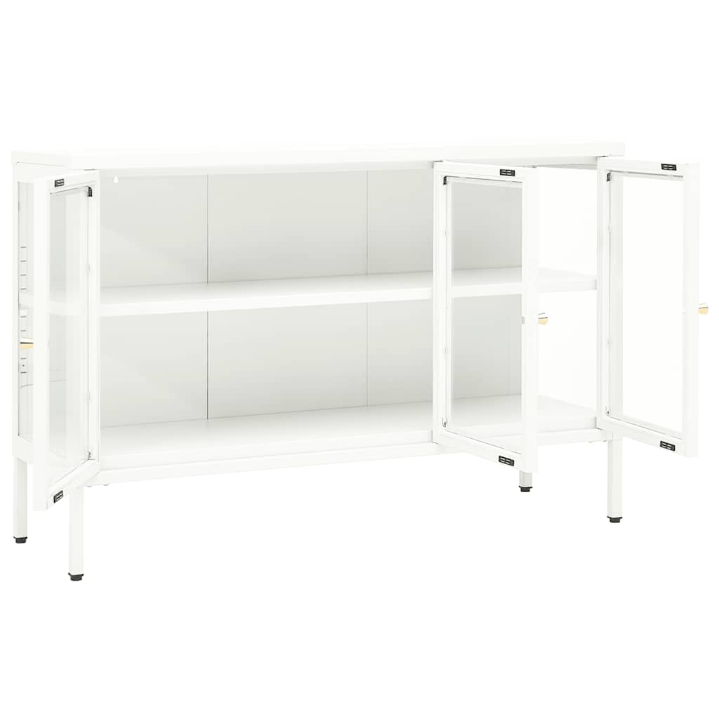 Buffet Blanc 105x35x70 cm Acier et verre - XIOS