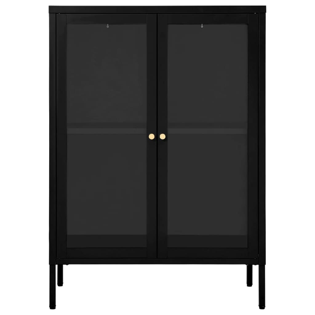 Buffet Noir 75x35x105 cm Acier et verre - XIOS