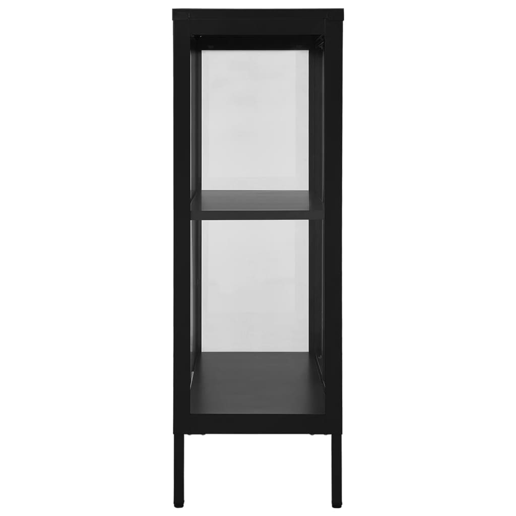 Buffet Noir 75x35x105 cm Acier et verre - XIOS