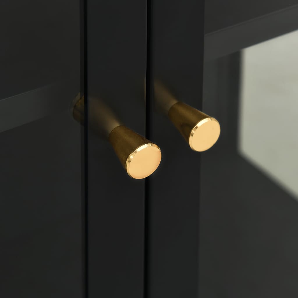 Buffet Noir 75x35x105 cm Acier et verre - XIOS