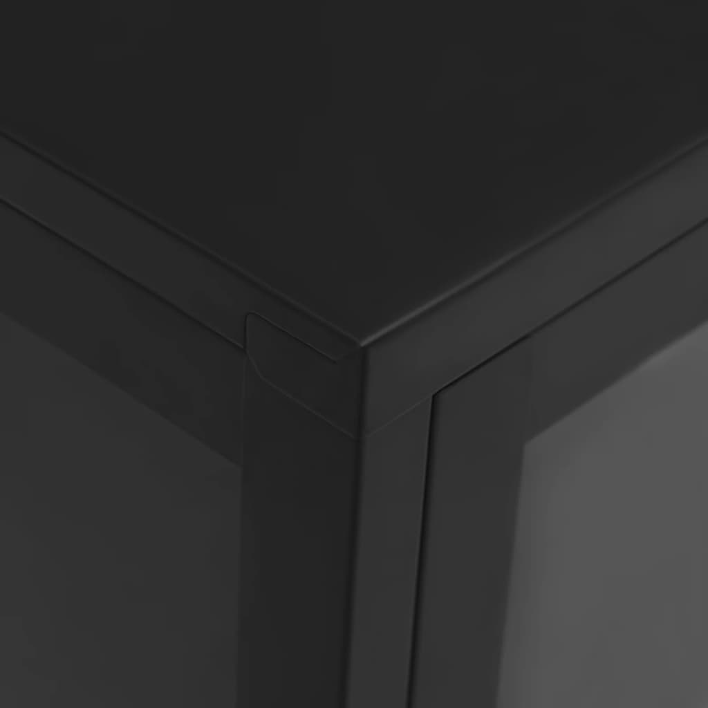 Buffet Noir 75x35x105 cm Acier et verre - XIOS