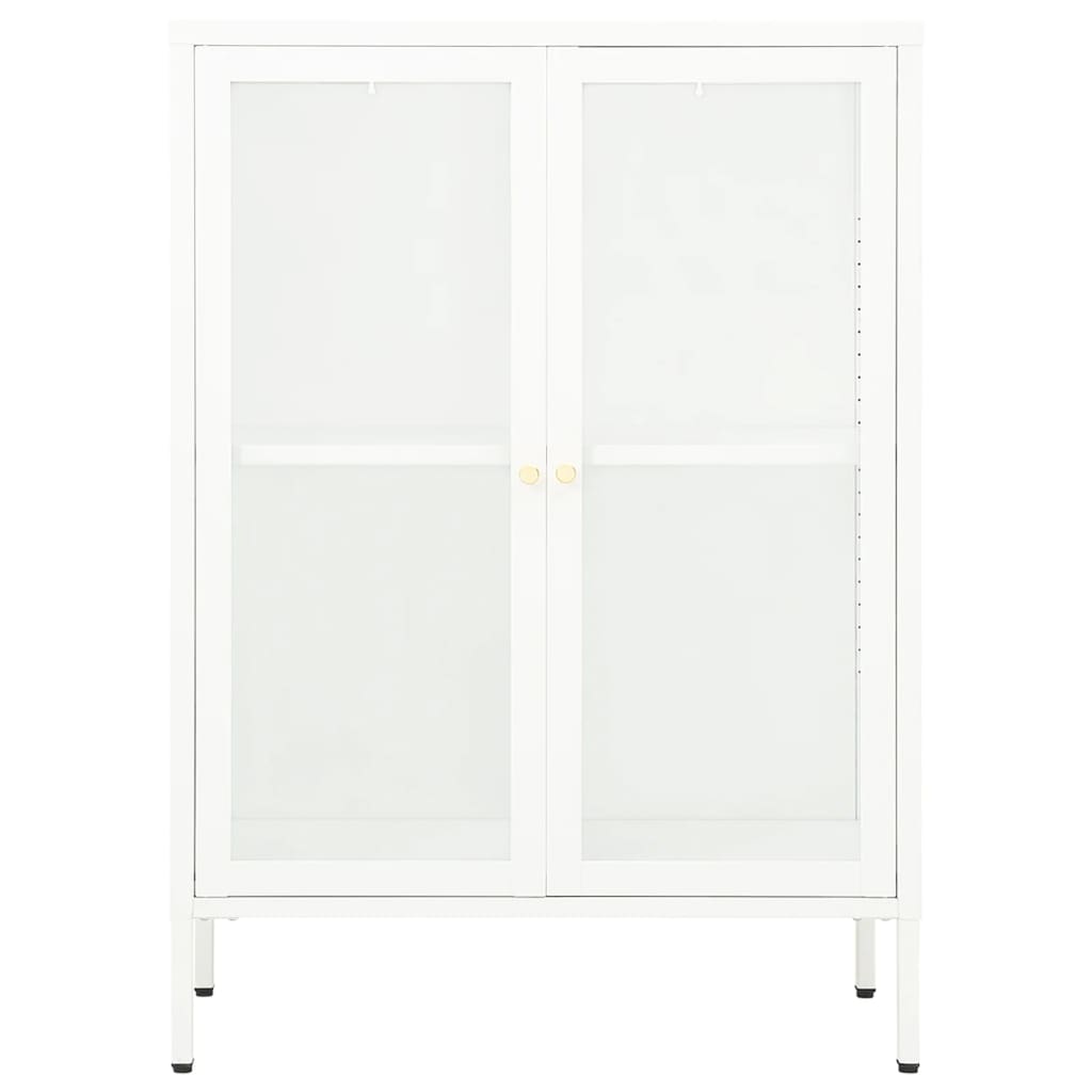 Buffet Blanc 75x35x105 cm Acier et verre - XIOS