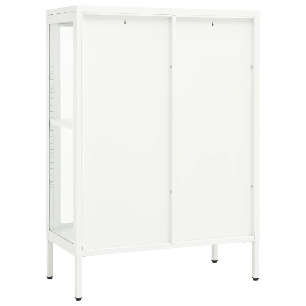 Buffet Blanc 75x35x105 cm Acier et verre - XIOS