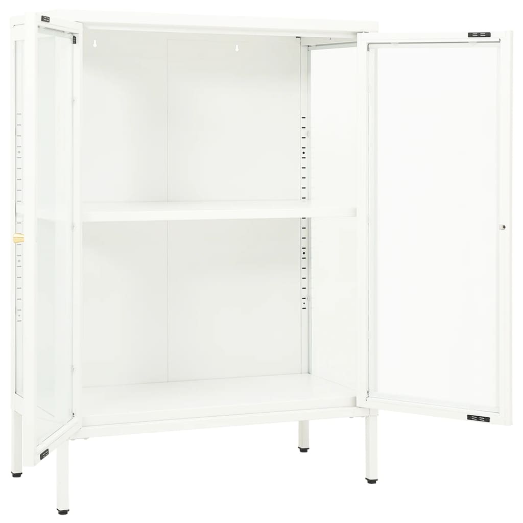 Buffet Blanc 75x35x105 cm Acier et verre - XIOS