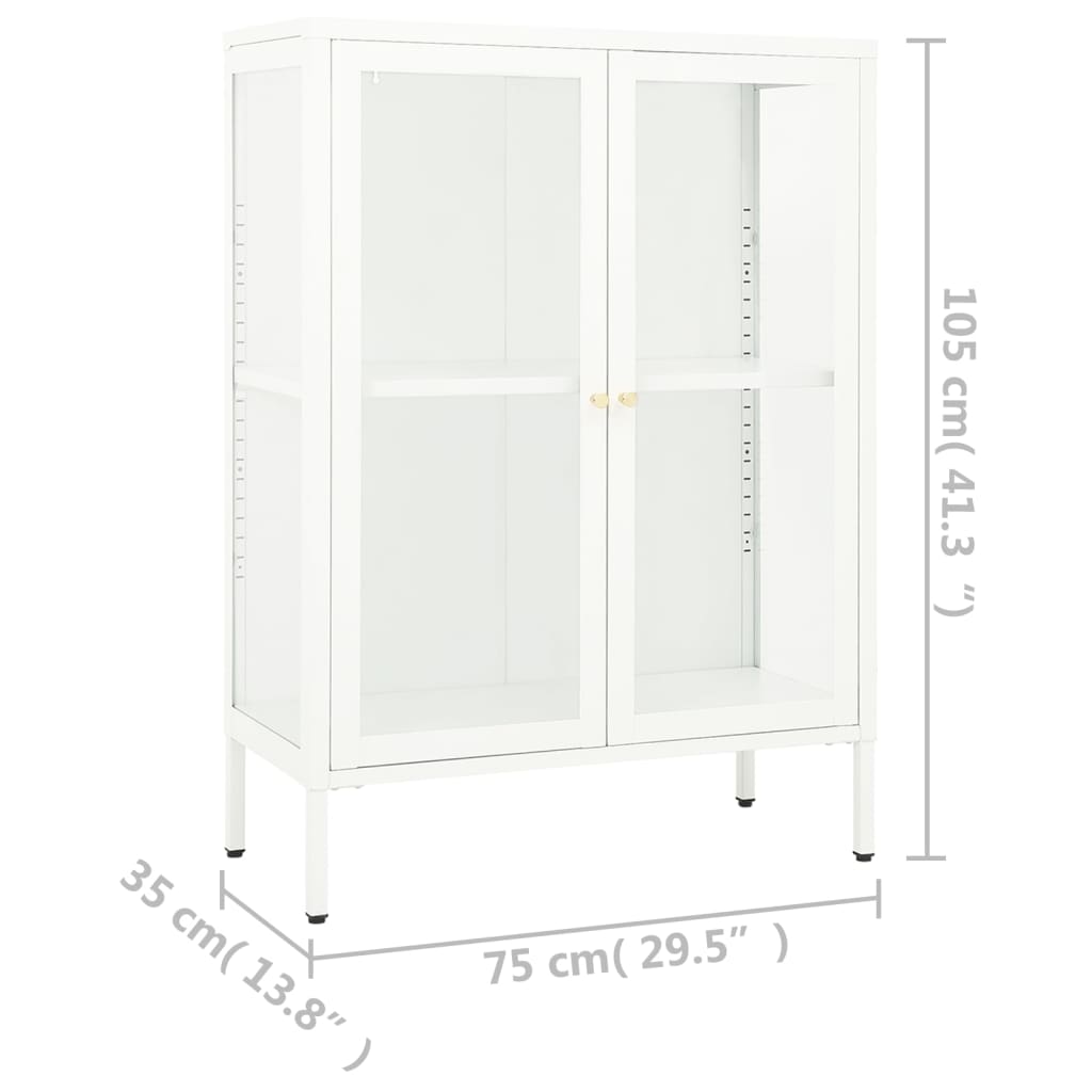 Buffet Blanc 75x35x105 cm Acier et verre - XIOS