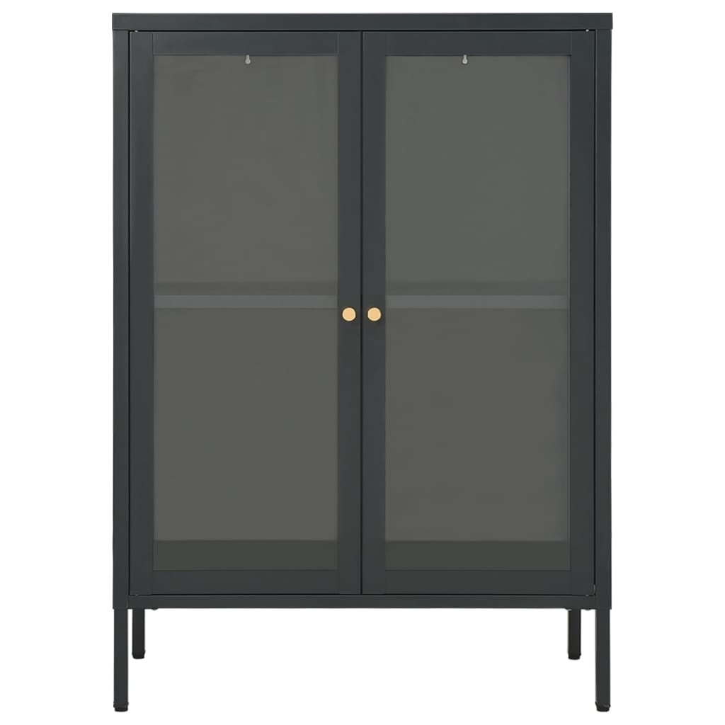 Buffet Anthracite 75x35x105 cm Acier et verre - XIOS