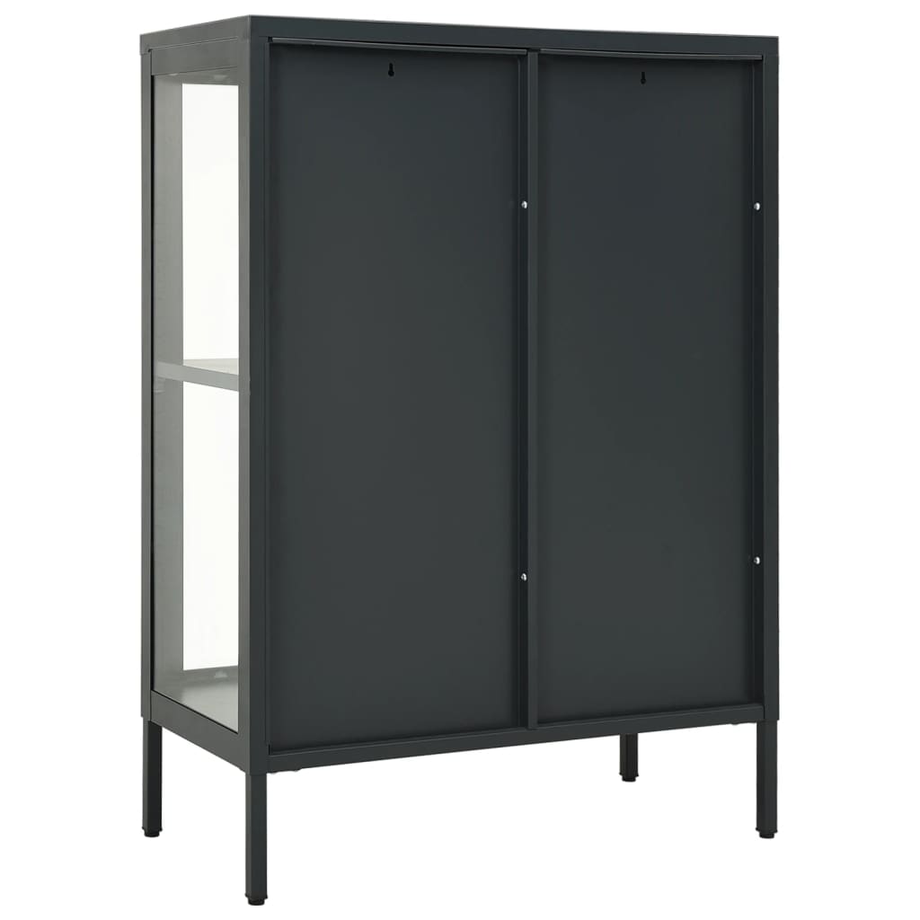 Buffet Anthracite 75x35x105 cm Acier et verre - XIOS