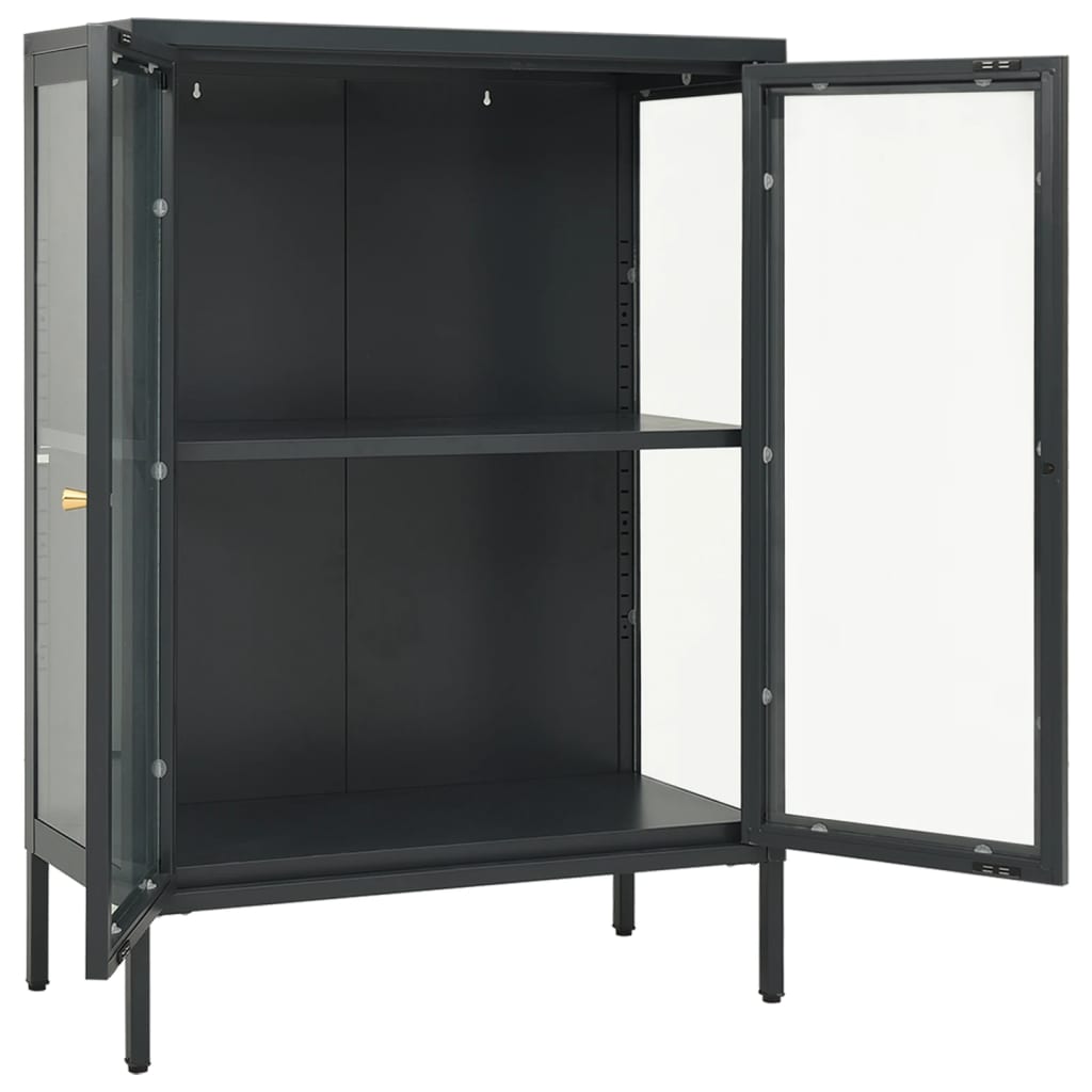 Buffet Anthracite 75x35x105 cm Acier et verre - XIOS