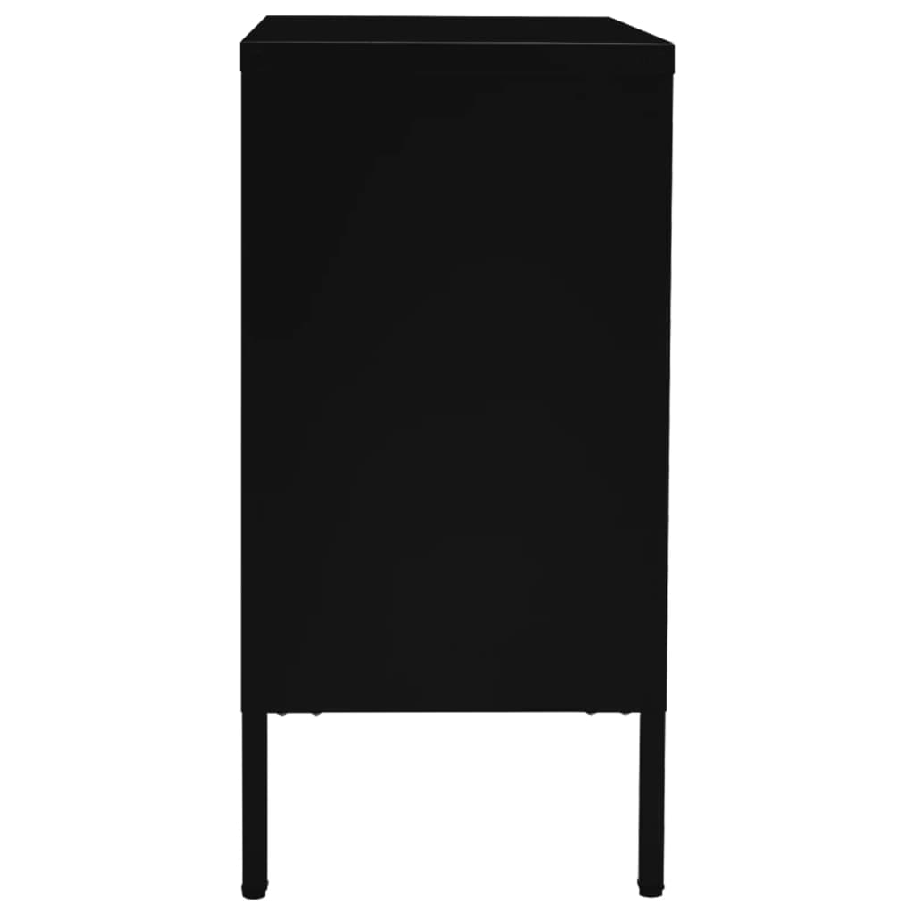 Buffet Noir 75x35x70 cm Acier et verre trempé - XIOS