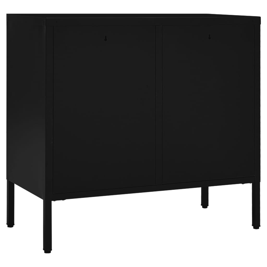 Buffet Noir 75x35x70 cm Acier et verre trempé - XIOS