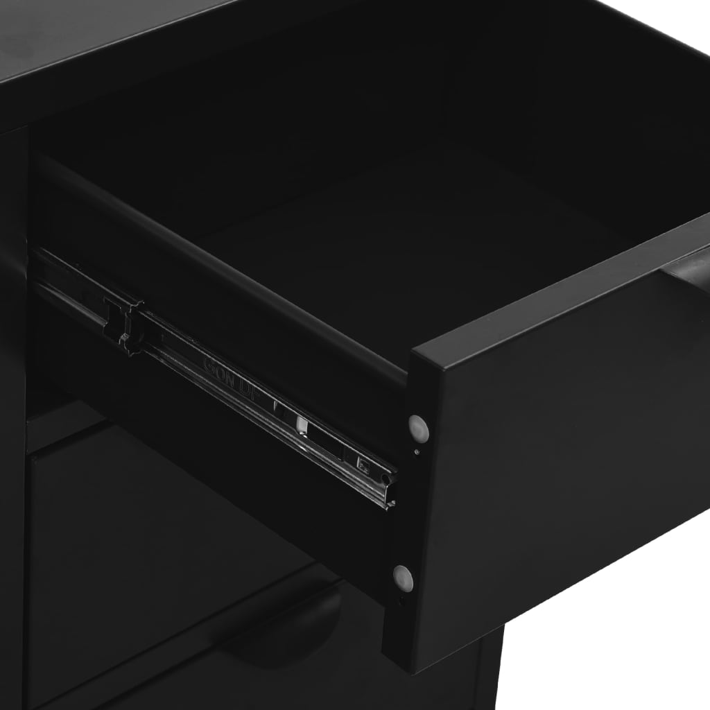 Buffet Noir 75x35x70 cm Acier et verre trempé - XIOS