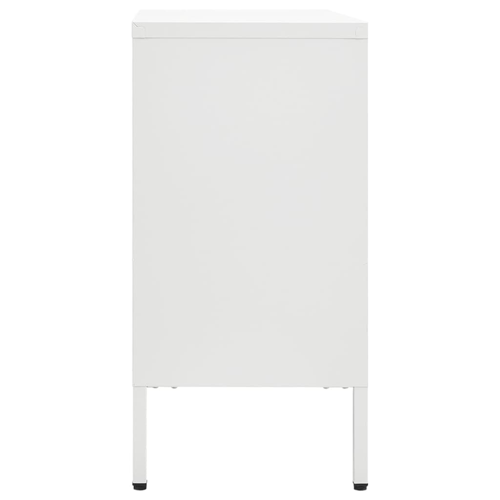 Buffet Blanc 75x35x70 cm Acier et verre trempé - XIOS