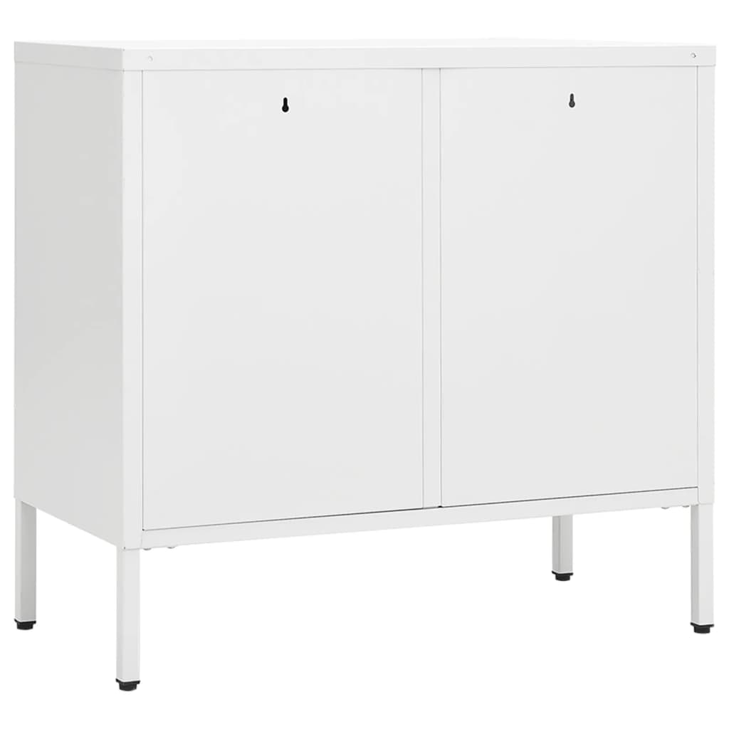 Buffet Blanc 75x35x70 cm Acier et verre trempé - XIOS