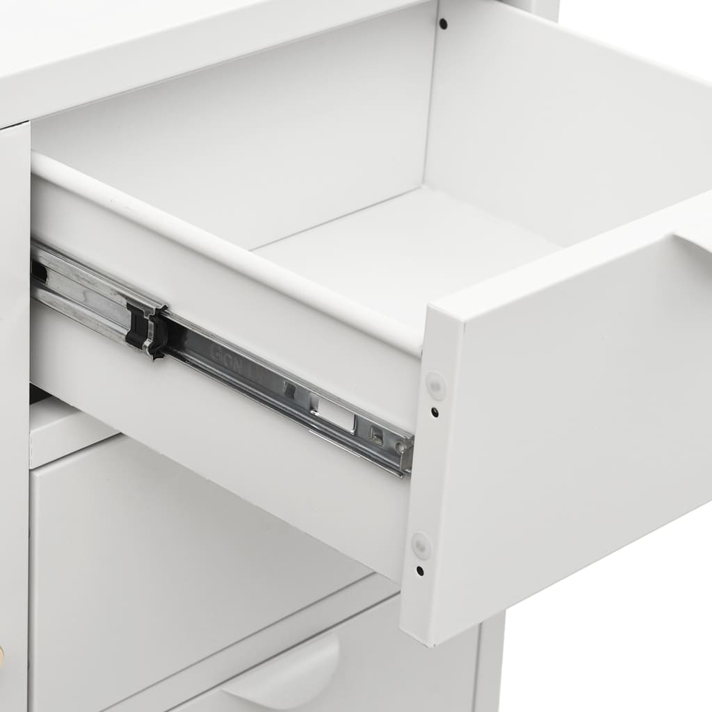 Buffet Blanc 75x35x70 cm Acier et verre trempé - XIOS