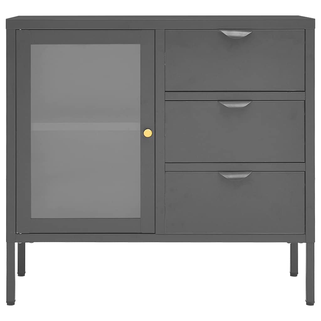 Buffet Anthracite 75x35x70 cm Acier et verre trempé - XIOS