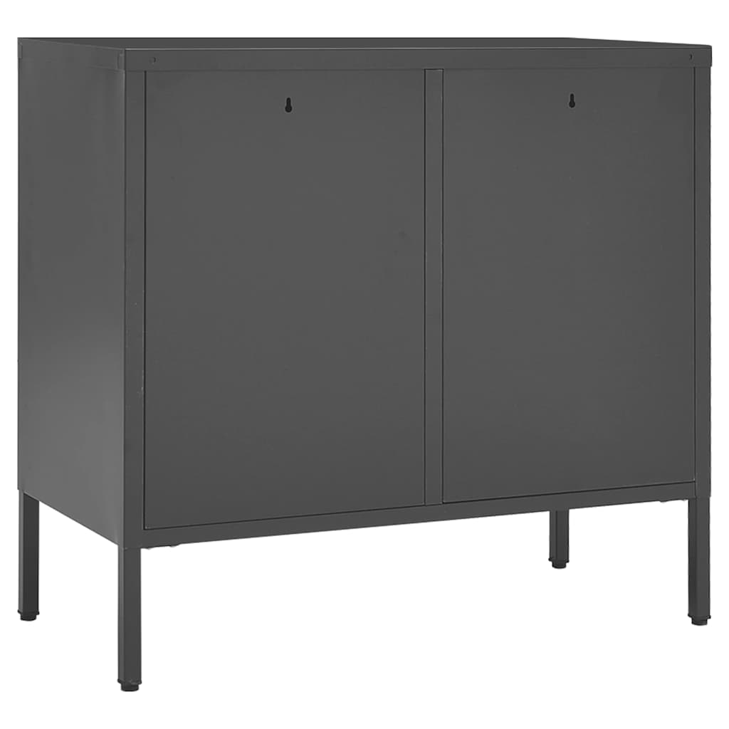 Buffet Anthracite 75x35x70 cm Acier et verre trempé - XIOS