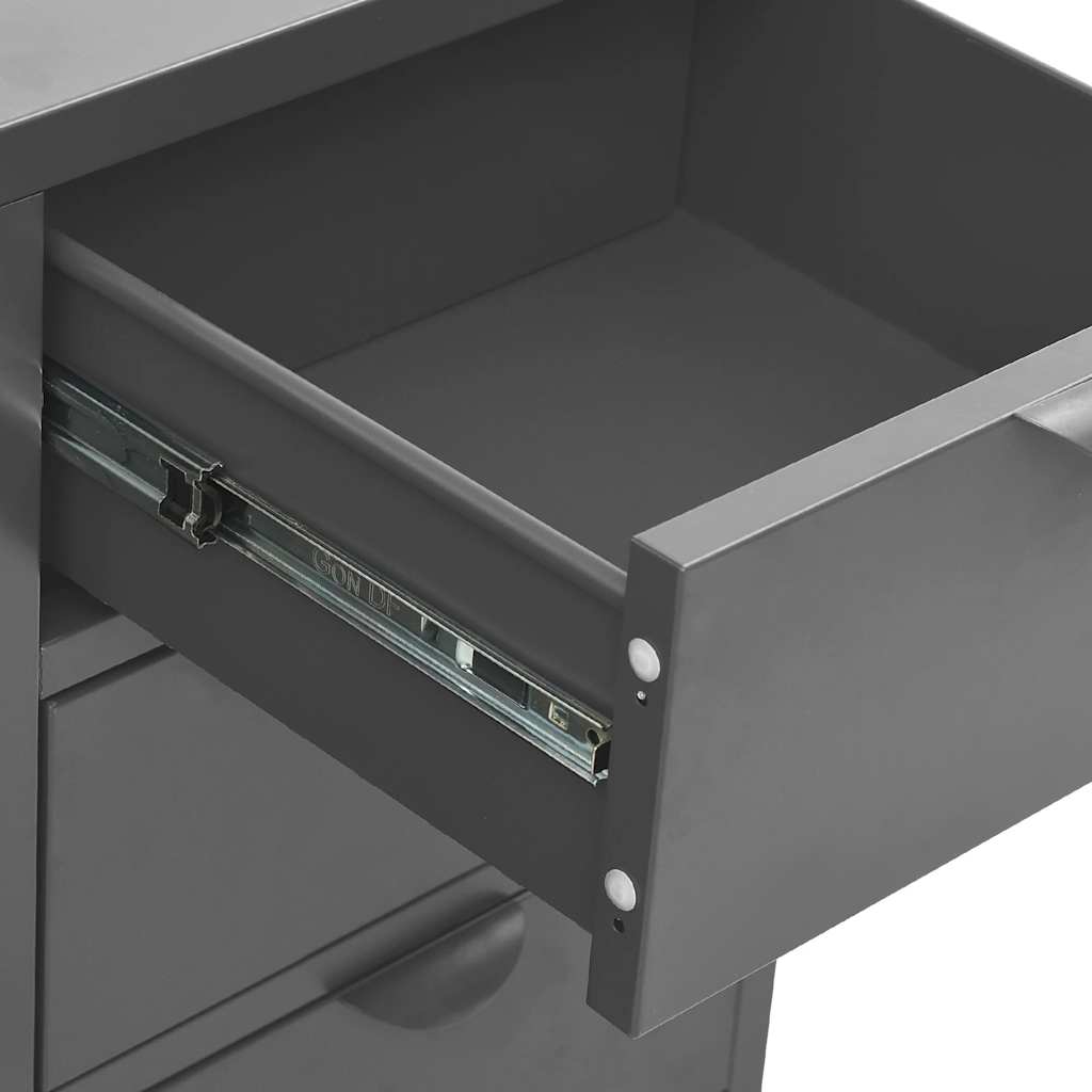Buffet Anthracite 75x35x70 cm Acier et verre trempé - XIOS