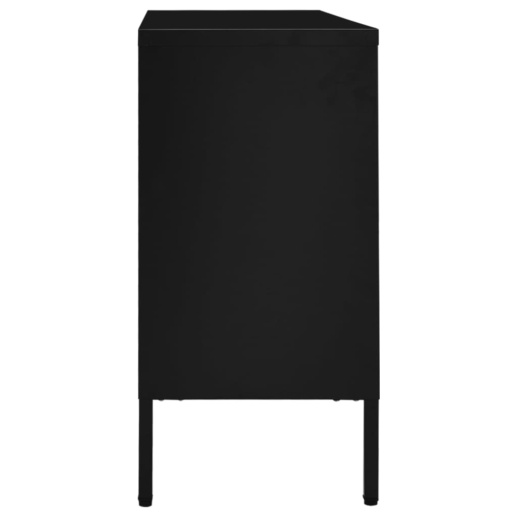 Buffet Noir 105x35x70 cm Acier et verre trempé - XIOS