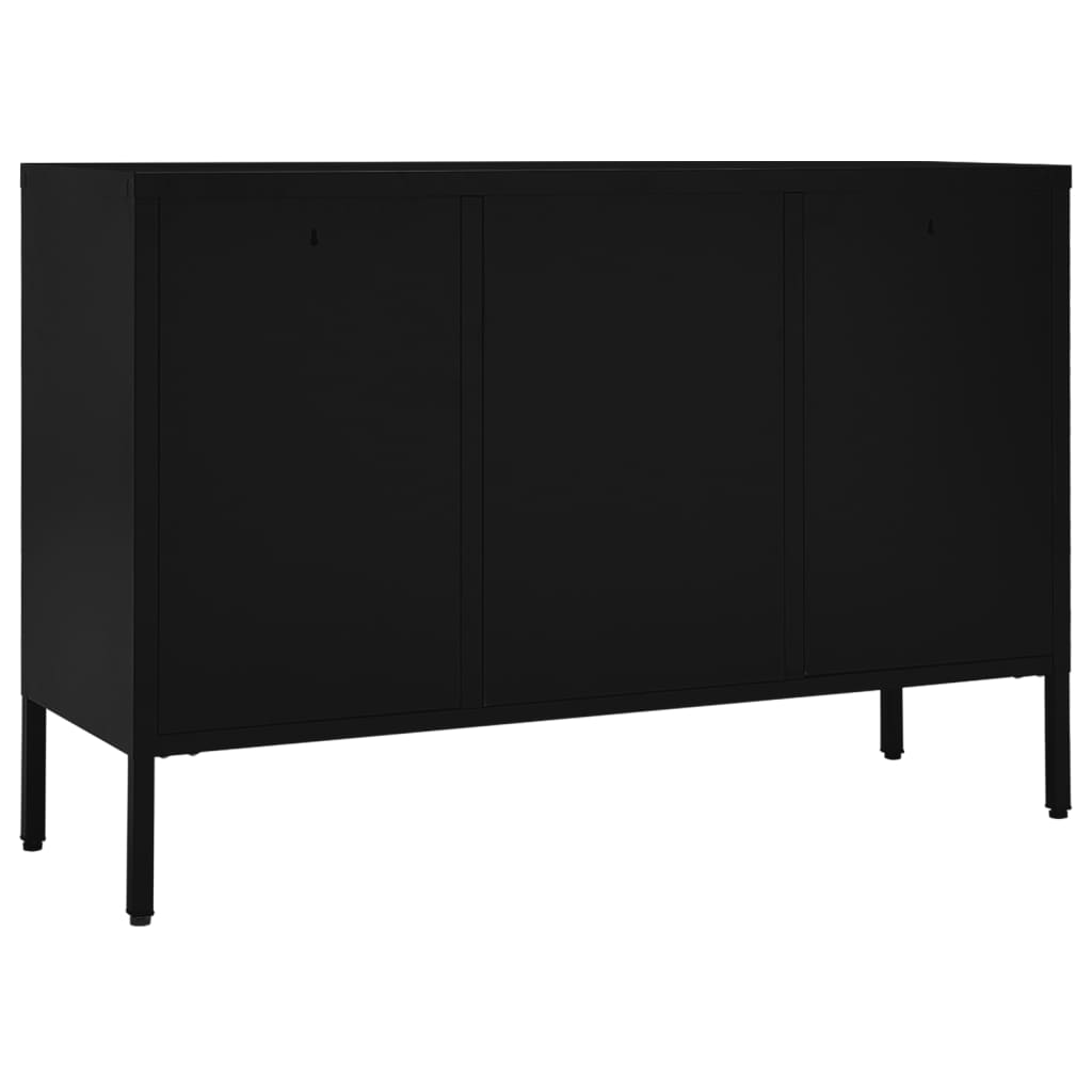 Buffet Noir 105x35x70 cm Acier et verre trempé - XIOS