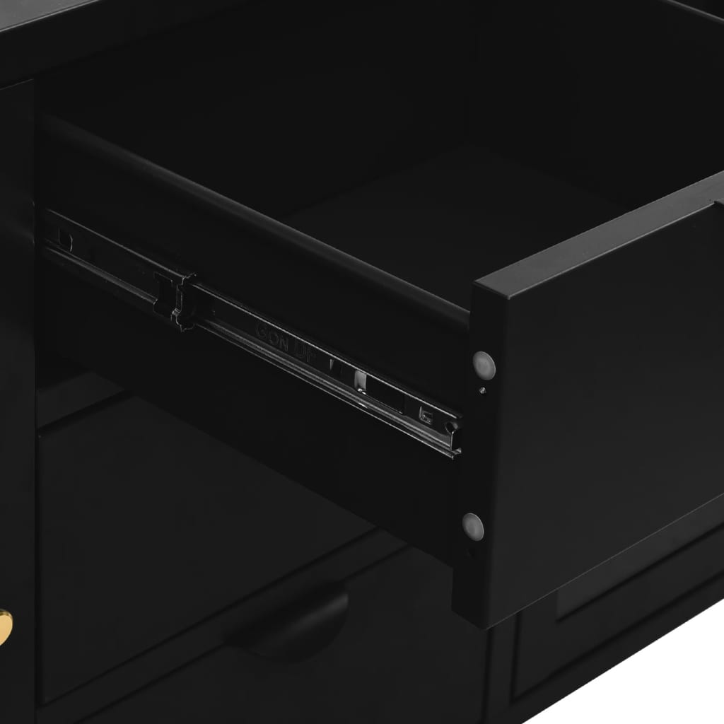 Buffet Noir 105x35x70 cm Acier et verre trempé - XIOS