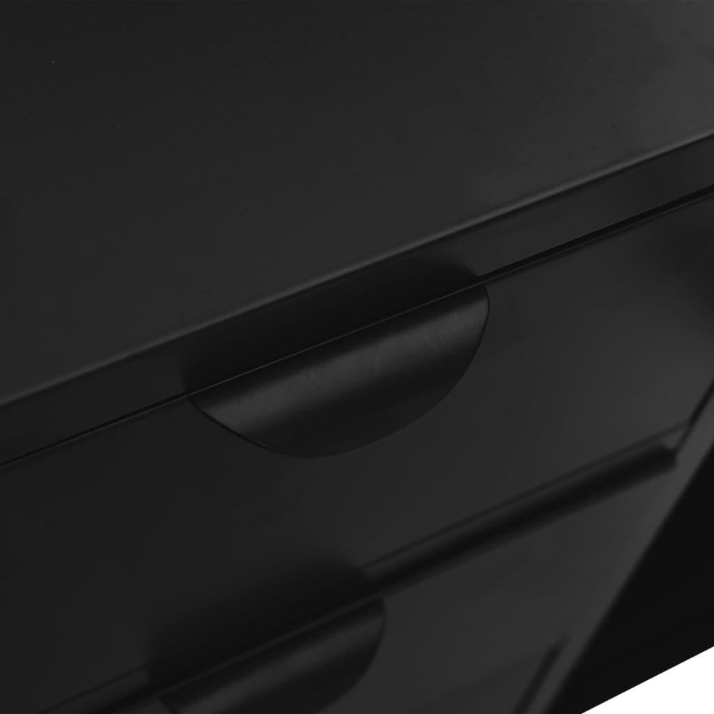 Buffet Noir 105x35x70 cm Acier et verre trempé - XIOS