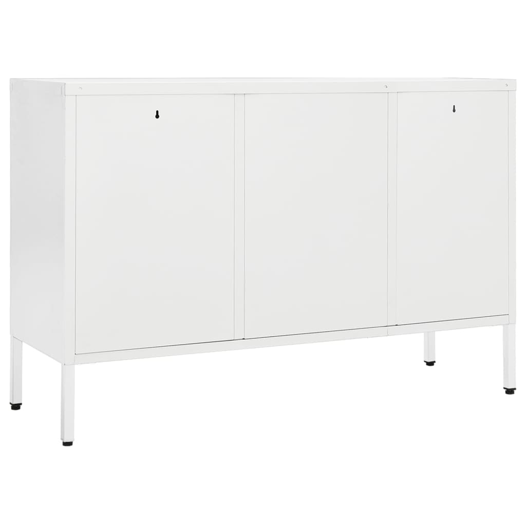Buffet Blanc 105x35x70 cm Acier et verre trempé - XIOS