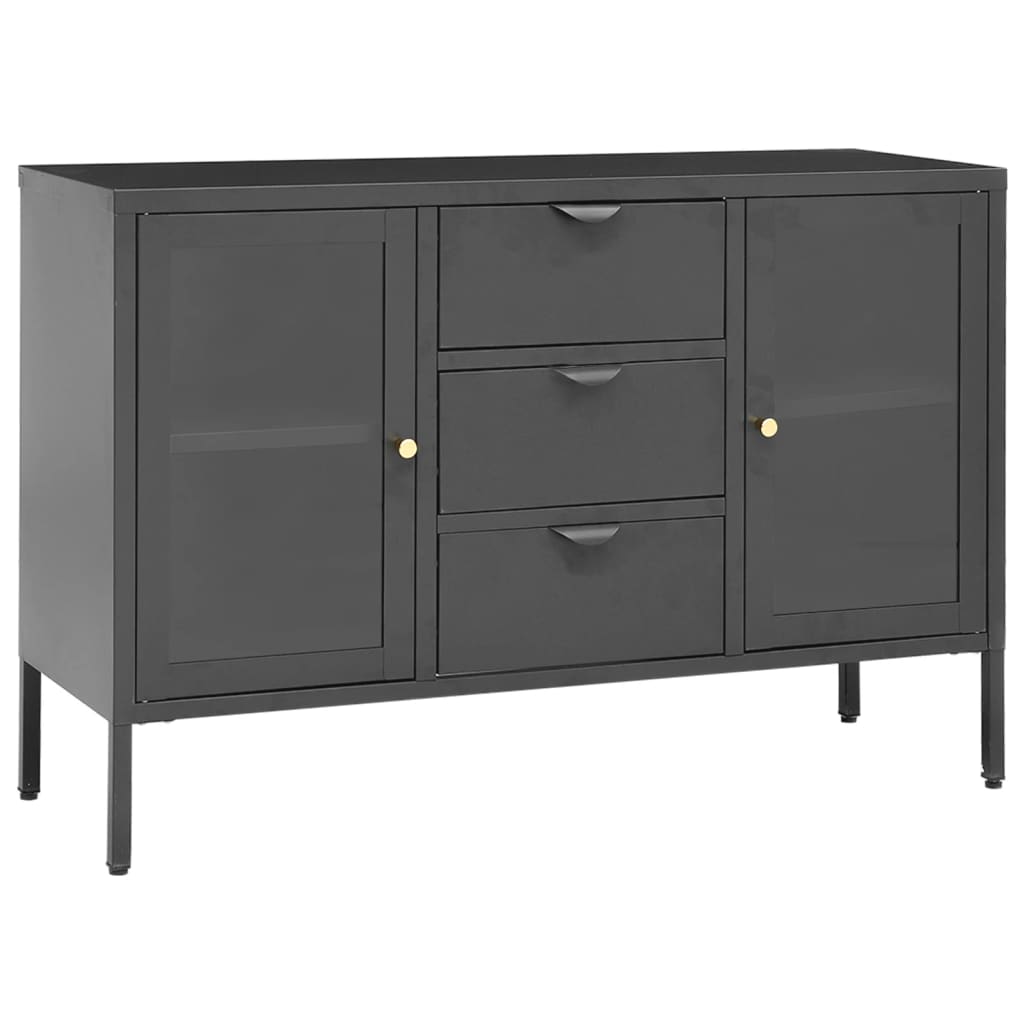 Buffet Anthracite 105x35x70 cm Acier et verre trempé - XIOS
