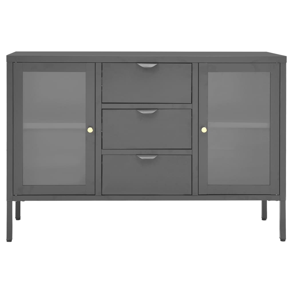 Buffet Anthracite 105x35x70 cm Acier et verre trempé - XIOS
