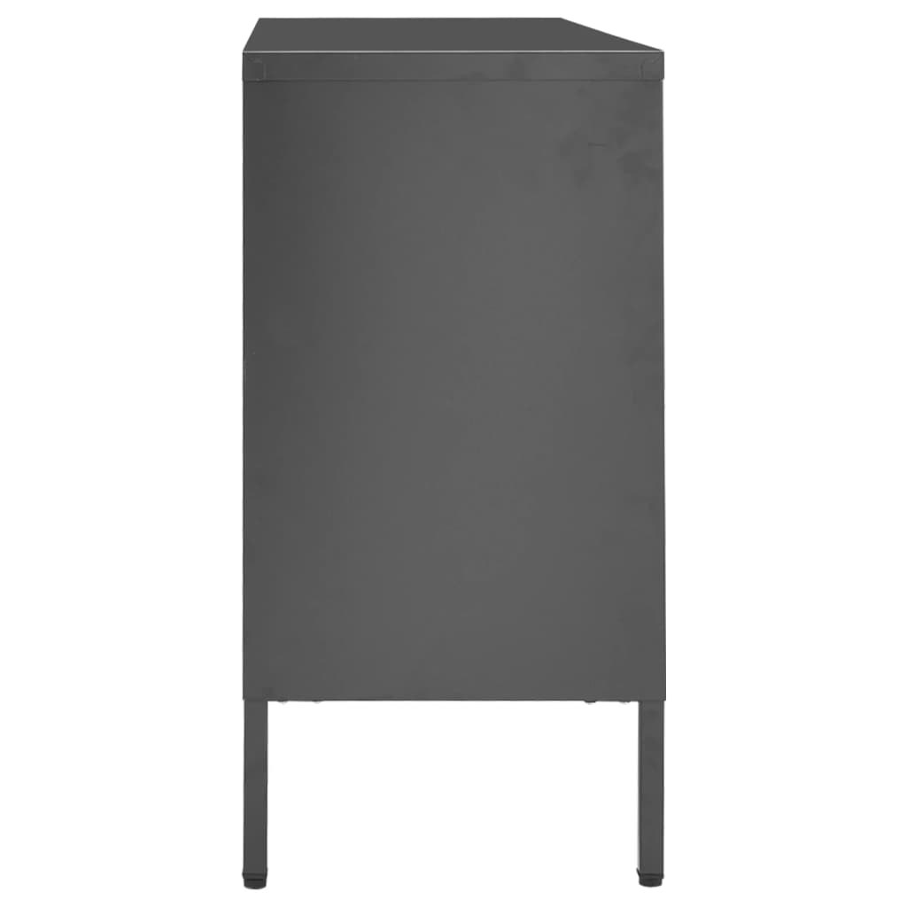 Buffet Anthracite 105x35x70 cm Acier et verre trempé - XIOS