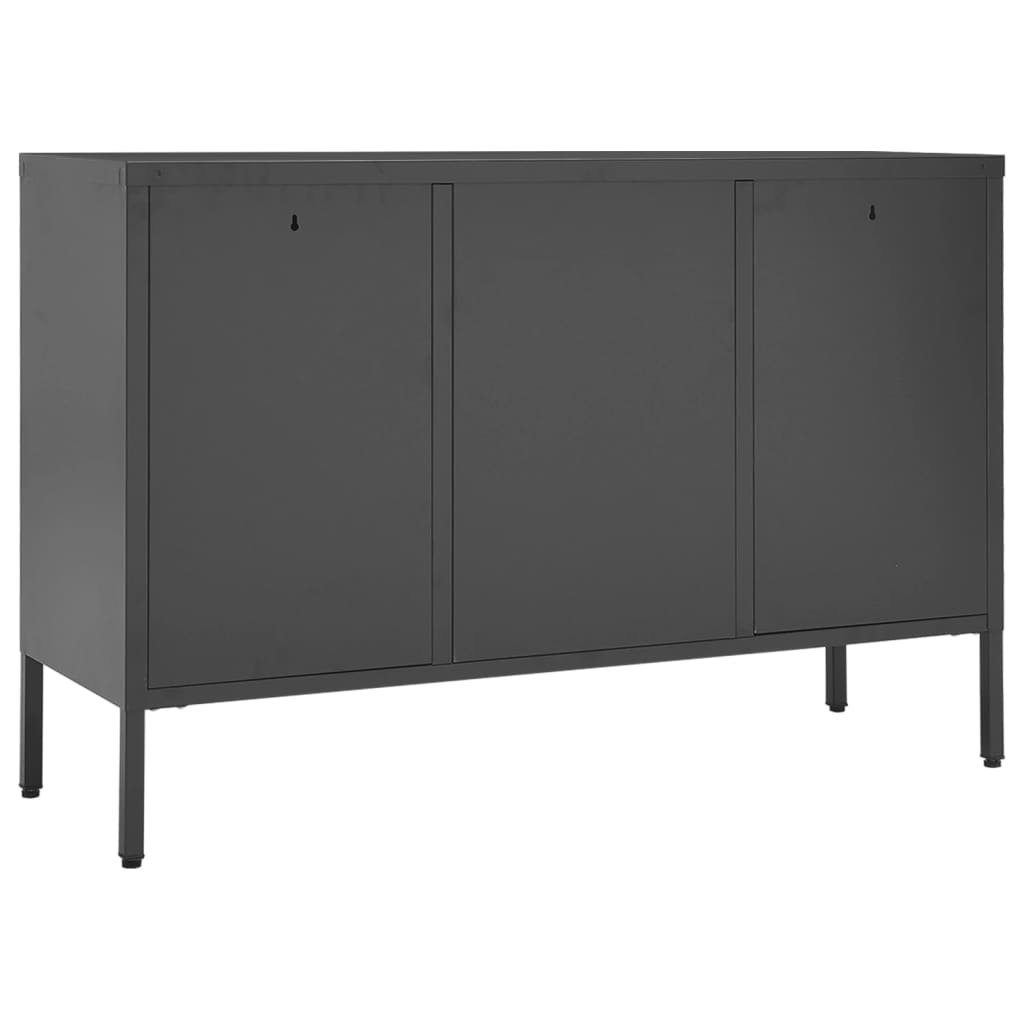 Buffet Anthracite 105x35x70 cm Acier et verre trempé - XIOS