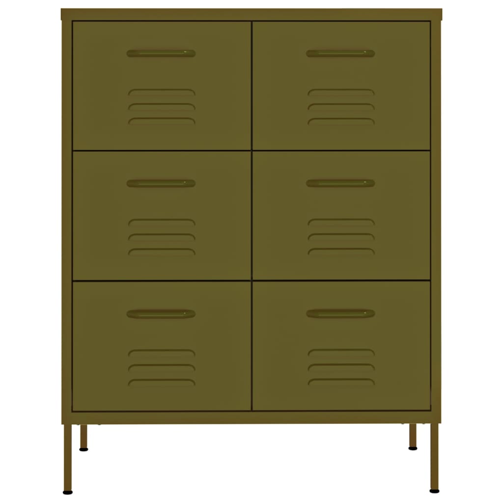 Armoire à tiroirs Vert olive 80x35x101,5 cm Acier