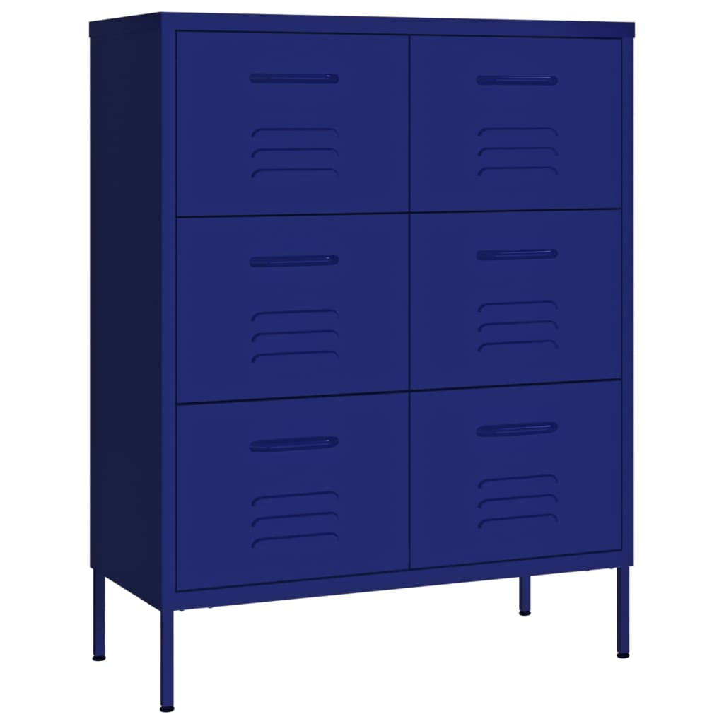 Armoire à tiroirs Bleu marine 80x35x101,5 cm Acier