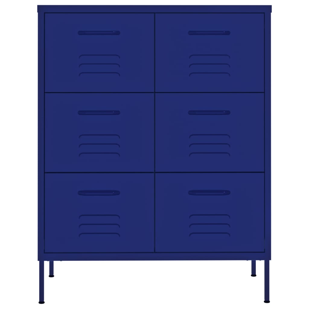 Armoire à tiroirs Bleu marine 80x35x101,5 cm Acier