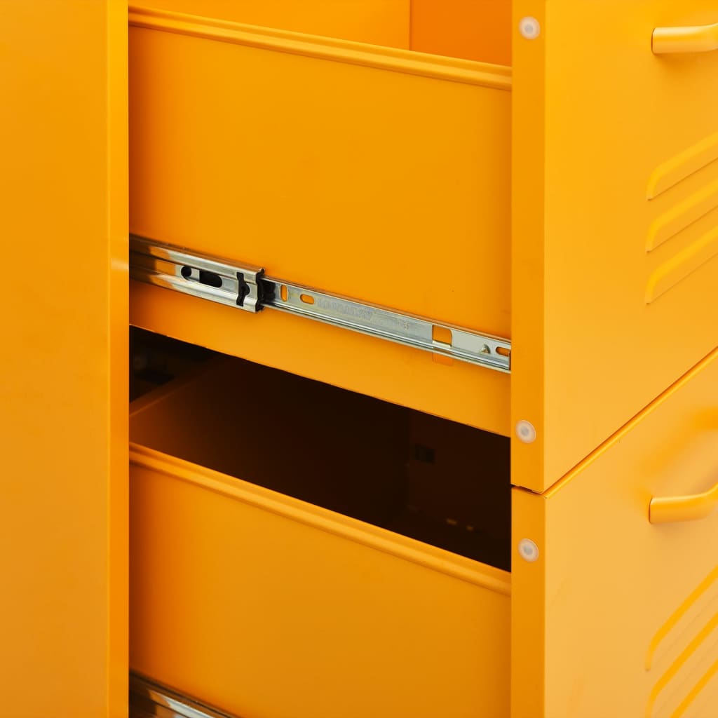 Armoire à tiroirs Jaune moutarde 80x35x101,5 cm Acier - XIOS