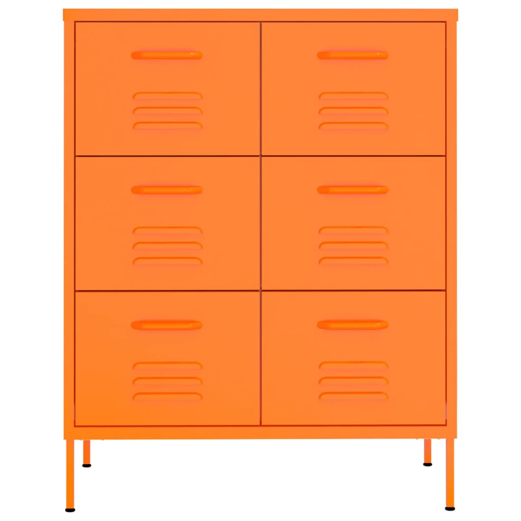 Armoire à tiroirs Orange 80x35x101,5 cm Acier