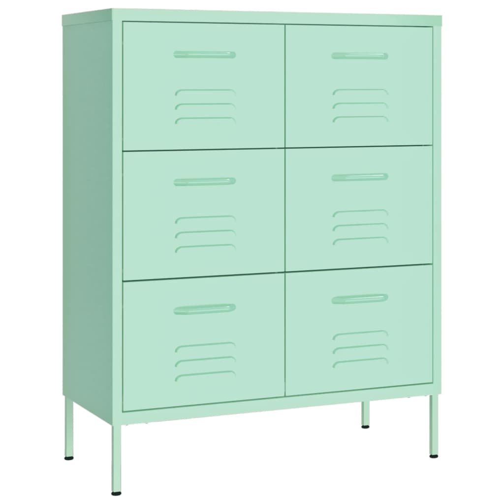 Armoire à tiroirs Vert menthe 80x35x101,5 cm Acier