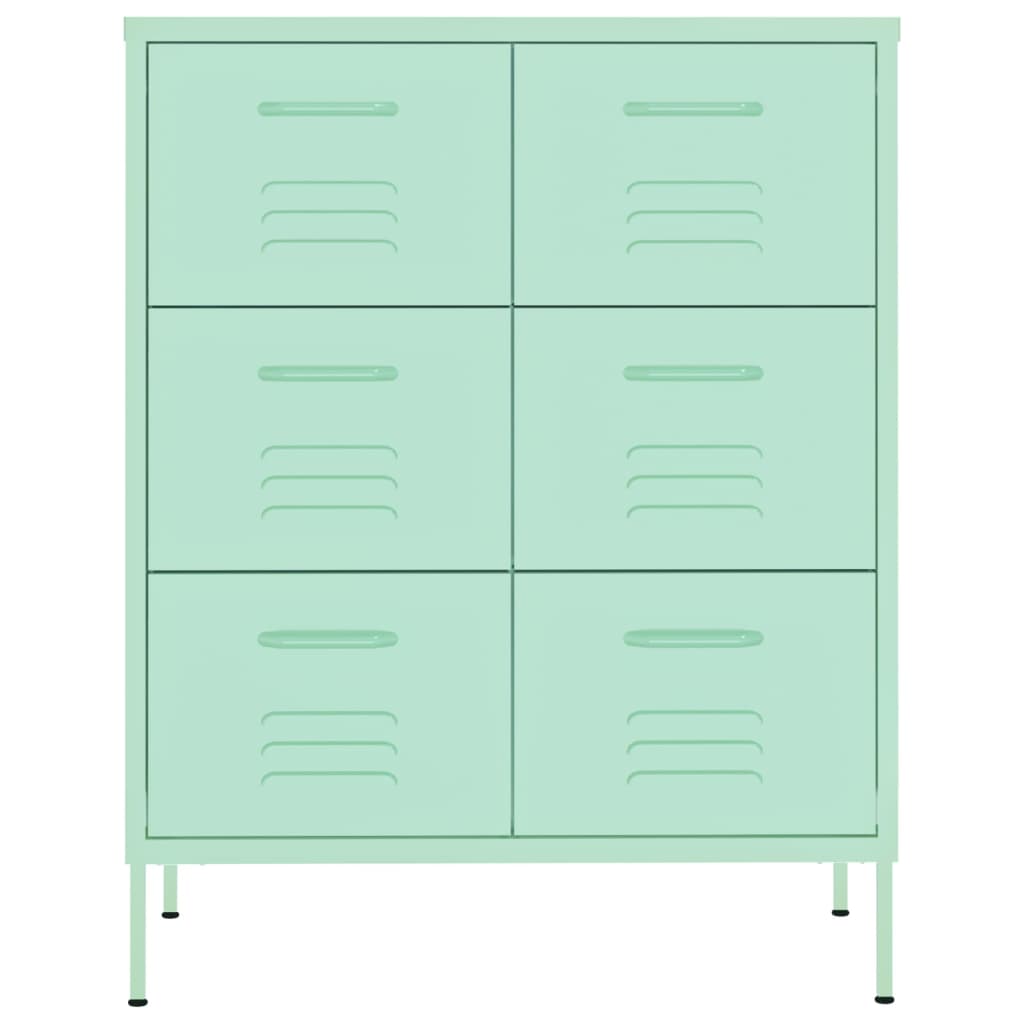 Armoire à tiroirs Vert menthe 80x35x101,5 cm Acier