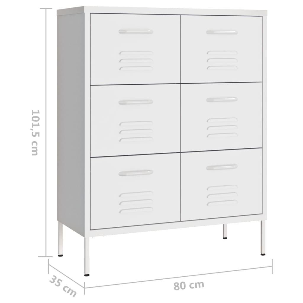 Armoire à tiroirs Blanc 80x35x101,5 cm Acier