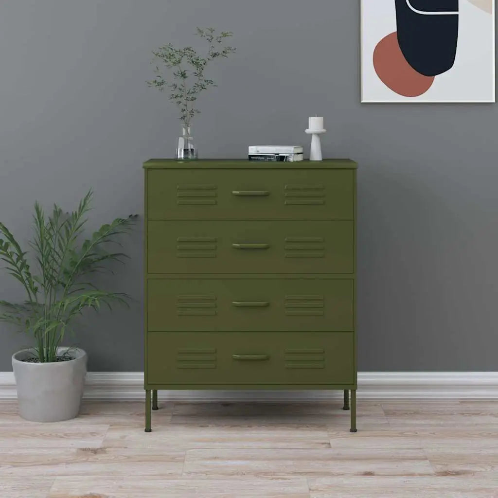 Commode Vert olive 80x35x101,5 cm Acier - XIOS
