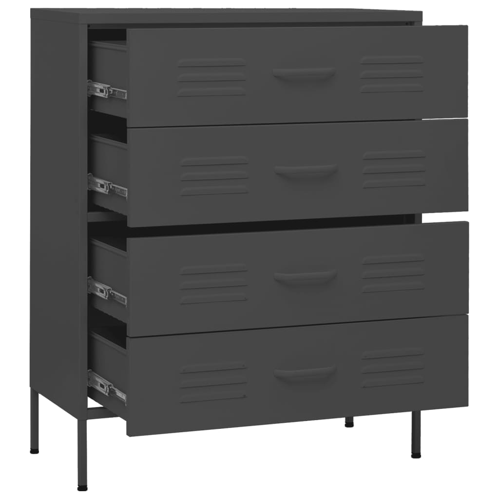 Commode Anthracite 80x35x101,5 cm Acier - XIOS